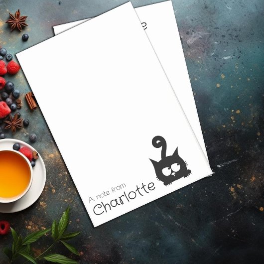 Zwarte cartoon kattennaam met een schattig uiterli post-it® notes