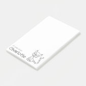 Zwarte cartoon kattennaam post-it® notes (Schuin)