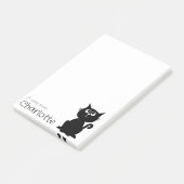 Zwarte cartoon kattennaam post-it® notes (Schuin)