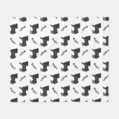 Zwarte Cartoon Pug Dog Met Dog's Naam Patroon Fleece Deken (Voorkant (Horizontaal))