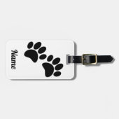 Zwarte Cartoon-puppierprinters Bagagelabel (Voorkant horizontaal)