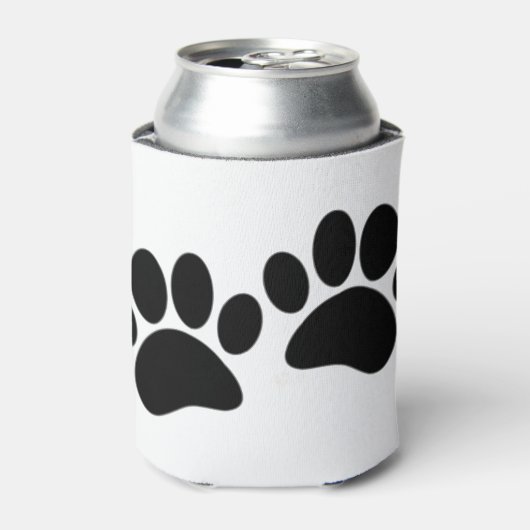 Zwarte Cartoon-puppierprinters Blikjeskoeler (Blikje Voorkant)