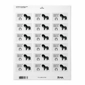 Zwarte Cartoon Shetlandpony Etiket (Full Sheet)