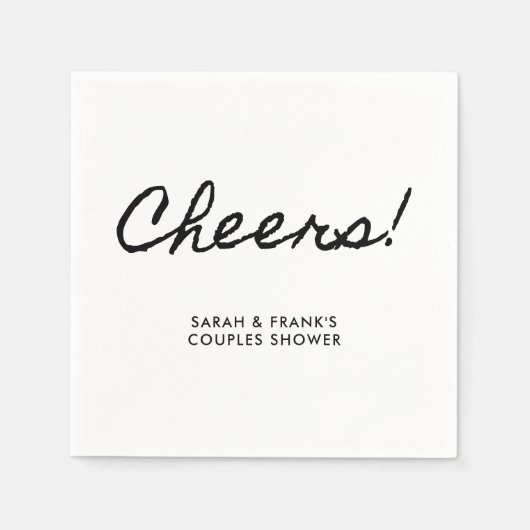 Zwarte Casual Calligraphy Cheers Servet (Voorkant)
