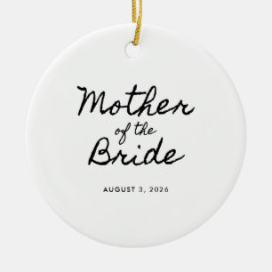 Zwarte Casual Calligraphy Moeder van de Bruid Keramisch Ornament