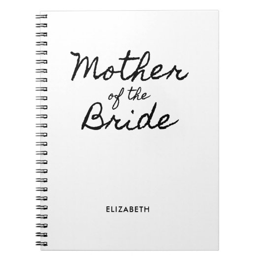 Zwarte Casual Calligraphy Moeder van de Bruid Notitieboek (Voorkant)