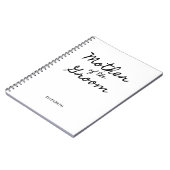 Zwarte Casual Calligraphy Moeder van de Bruidegom Notitieboek (Linkerzijde)