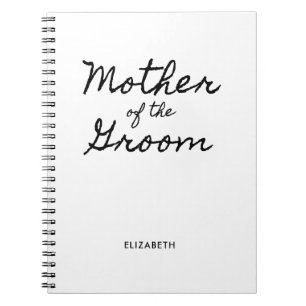 Zwarte Casual Calligraphy Moeder van de Bruidegom Notitieboek