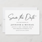 Zwarte Casual Script Foto Save The Date (Voorkant)