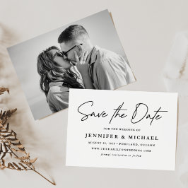 Zwarte Casual Script Foto Save The Date