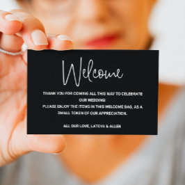 Zwarte Casual scriptweduwschap Welkomstcadeaus voo Plaatskaartje