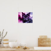 Zwarte Cat Alcohol Inkt Kleurrijke Poster Art Prin (Keuken)