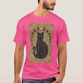 Zwarte Cat Boho Tarot Kaart Halve Maan Fasen Ast T-shirt