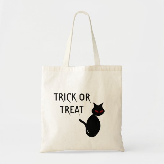 Zwarte Cat Canvas Trick or treat Bag Tote Bag (Voorkant)