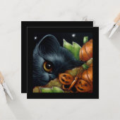 ZWARTE CAT- EN BUTTERFLES-HALLOEEN AANGEPASTE KAAR KAART (Voorkant / Achterkant in situ)