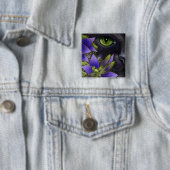 ZWARTE CAT- EN DARAGONFLY-Button Vierkante Button 5,1 Cm (In situ)