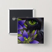 ZWARTE CAT- EN DARAGONFLY-Button Vierkante Button 5,1 Cm (Voorkant /achterkant)