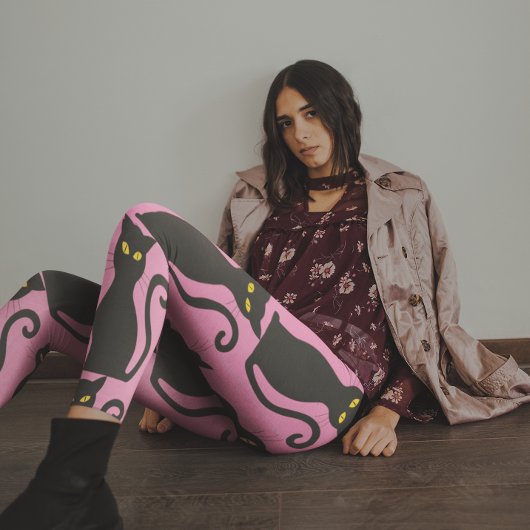 ZWARTE CAT- EN PINK-JONGE PANTEN LEGGINGS