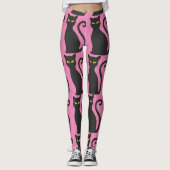ZWARTE CAT- EN PINK-JONGE PANTEN LEGGINGS (Voorkant)
