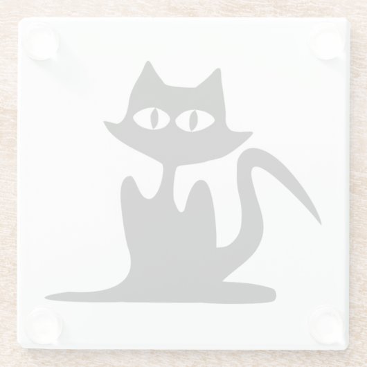 ZWARTE CAT GLAZEN ONDERZETTER (Achterkant)