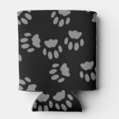 Zwarte Cat Grey Paw Prints Gepersonaliseerde Koelb Blikjeskoeler (Achterkant)