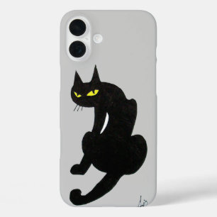 ZWARTE CAT grijs iPhone 16 Plus Hoesje