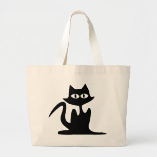 ZWARTE CAT GROTE TOTE BAG