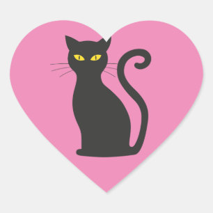 ZWARTE CAT-HART-STICKERS HART STICKER