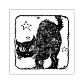  ZWARTE CAT-houtwamp Rubberstempel (Afrduk)