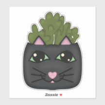 Zwarte Cat Jade Plant Planter Sticker