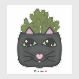 Zwarte Cat Jade Plant Planter Sticker