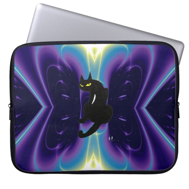 ZWARTE CAT LAPTOP SLEEVE (Voorkant)