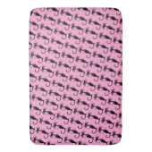 Zwarte Cat MCM roze Bath Mat. Badmat (Voorkant Verticaal)