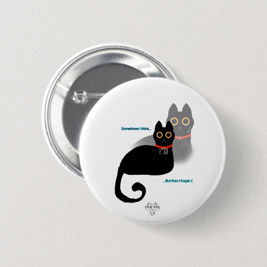 Zwarte Cat Meme Pin Button (Voorkant /achterkant)