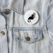 Zwarte Cat Meme Pin Button (In situ)