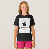 Zwarte Cat Meow-A-Ween Meisjes Zwart Basic T Shirt (Voorkant volledig)
