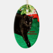 ZWARTE CAT, MERRY CHRISTMAS-versiering Keramisch Ornament (Rechts)