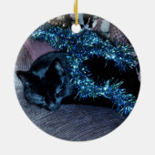 ZWARTE CAT MERRY CHRISTMAS-versiering Keramisch Ornament (Achterkant)