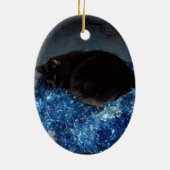 ZWARTE CAT, MERRY CHRISTMAS-versiering Keramisch Ornament (Achterkant)