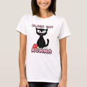 ZWARTE CAT MOMMA-glimlachende Cartoon Kat met rode T-shirt (Voorkant)