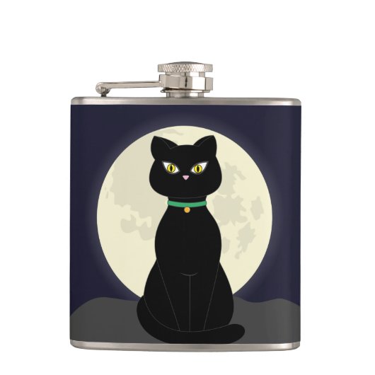 ZWARTE CAT-MOONLIGHT FLASKS HEUPFLES (Voorkant)