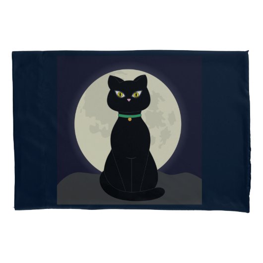 ZWARTE CAT MOONLIGHT Pillow-hoesjes Kussensloop (Voorkant)