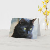 Zwarte Cat notitiekaarten, blanco binnenzijde Kaart (Gele Bloem)