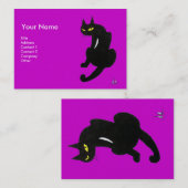ZWARTE CAT, Paars Violet Pearl Paper Visitekaartje (Voorkant / Achterkant)