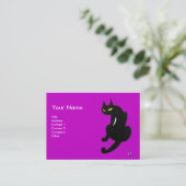 ZWARTE CAT, Paars Violet Pearl Paper Visitekaartje (Staand voorkant)