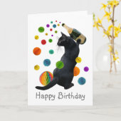 Zwarte Cat Paper Balls Verjaardag Kaart (Gele Bloem)