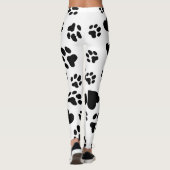 Zwarte Cat Paw Print & Hearts Patroon Leggings (Achterkant)