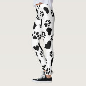 Zwarte Cat Paw Print & Hearts Patroon Leggings (Links)