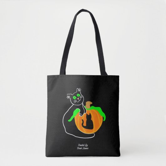 Zwarte Cat pompoen All-Over-Print Canvas tas (Voorkant)