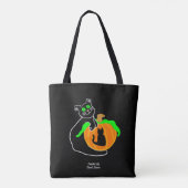 Zwarte Cat pompoen All-Over-Print Canvas tas (Achterkant)